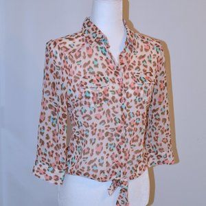 3/$25 Pearl Leopard Print Blouse